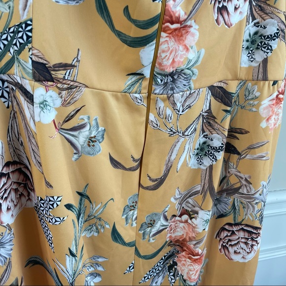 ASOS off the shoulder yellow floral body con midi dress size 24 wedding guest - Picture 6 of 6